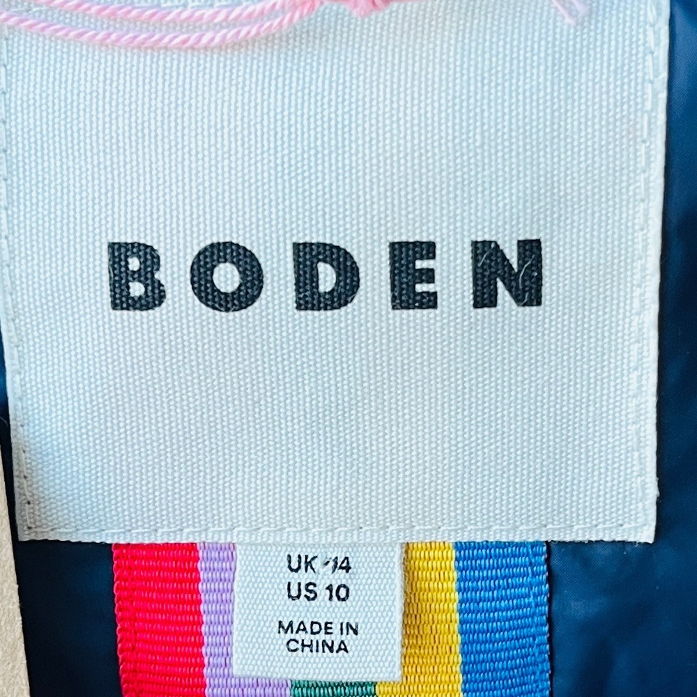 NWT Boden Quilted Jacket Preppy Collarless Jacket Quilted Coat Contrast Piping - Picture 12 of 15